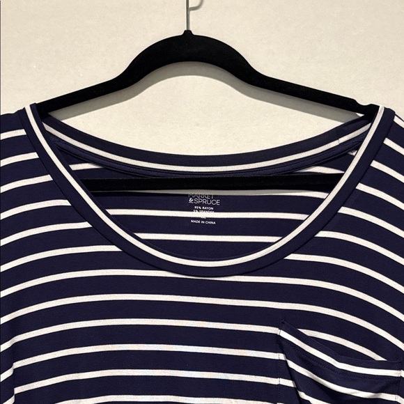 Market & Spruce- Elaine Pocket Short Sleeve Tee. Size XXL. Navy. Stripes. NWT - Picture 8 of 15